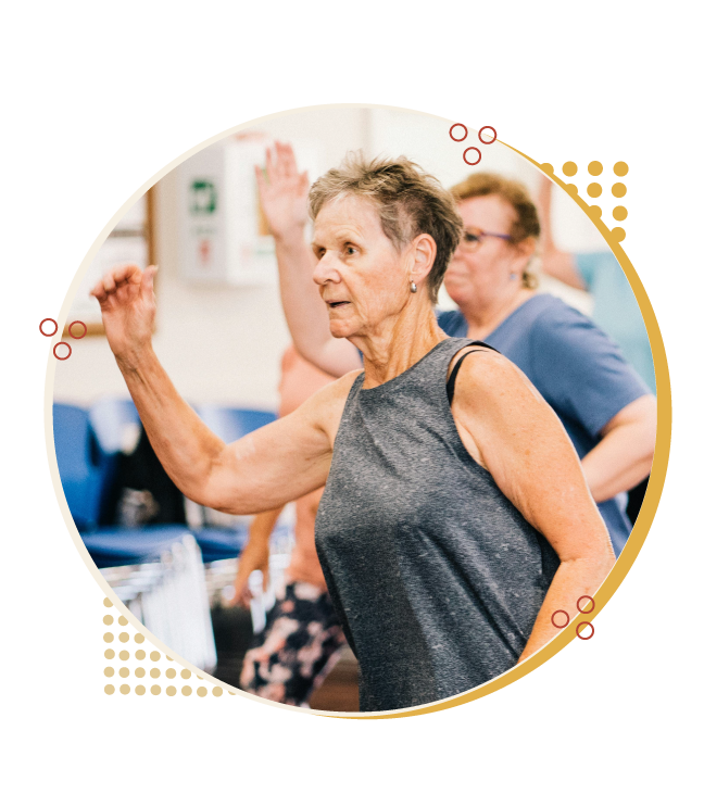 Woman moving in wellness class