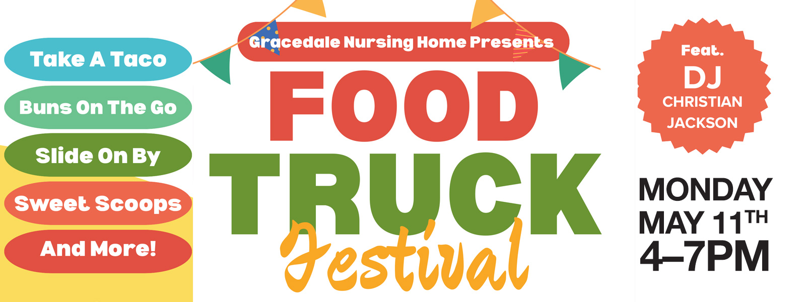 Gracedale Food Truch Festival. May 11 2026. 4pm to 7pm
